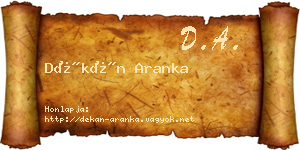 Dékán Aranka névjegykártya