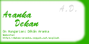 aranka dekan business card