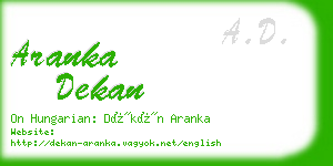 aranka dekan business card